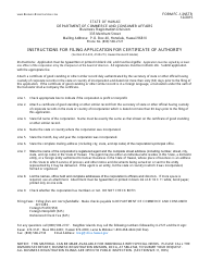 Document preview: Instructions for Form FC-1 Application for Certificate of Authority for Foreign Corporation - Hawaii