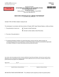 Form LP-3 Restated Certificate of Limited Partnership - Hawaii