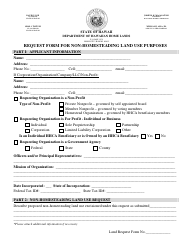 Request Form for Non-homesteading Land Use Purposes - Hawaii