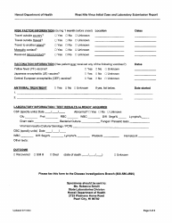 West Nile Virus Initial Case and Laboratory Submission Report Form - Hawaii, Page 2