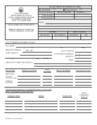 Form MS/WD-MLT Application for Licensure as Medical Laboratory Technician (Clinical Laboratory Technician) - Hawaii