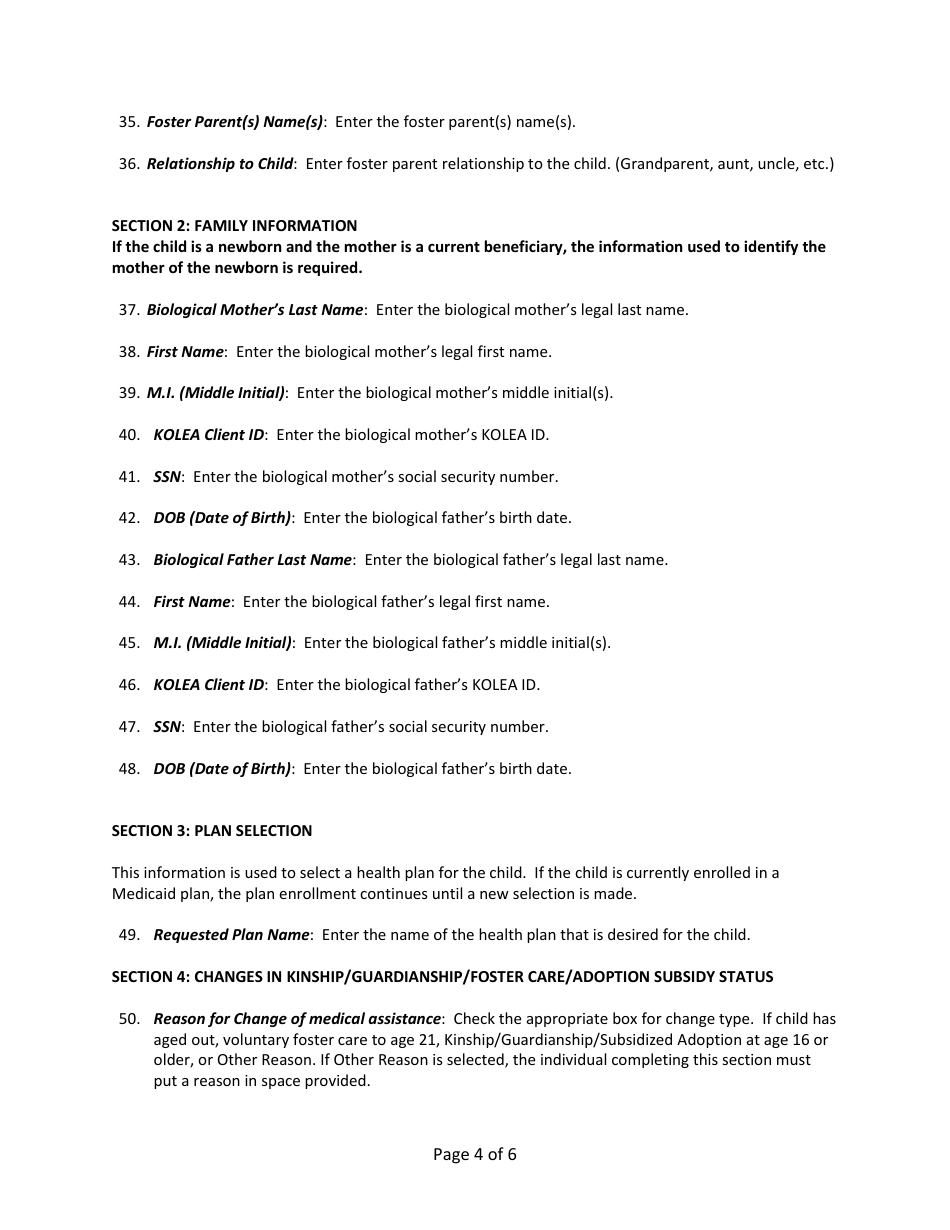 Instructions for Form DHS1106 Cws / Mqd Communication Form (Foster Care) - Hawaii, Page 4