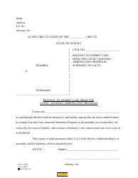 Document preview: Form 1C-P-524 Request to Exempt Case From the Court Annexed Arbitration Program - Hawaii