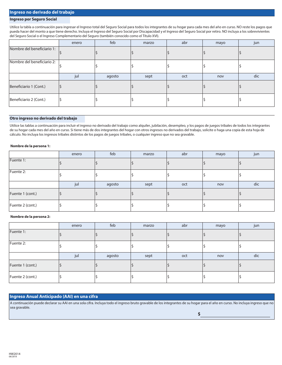 Formulario HW2014 Solicitud Para Asistencia De Cobertura De Salud - Idaho (Spanish), Page 12