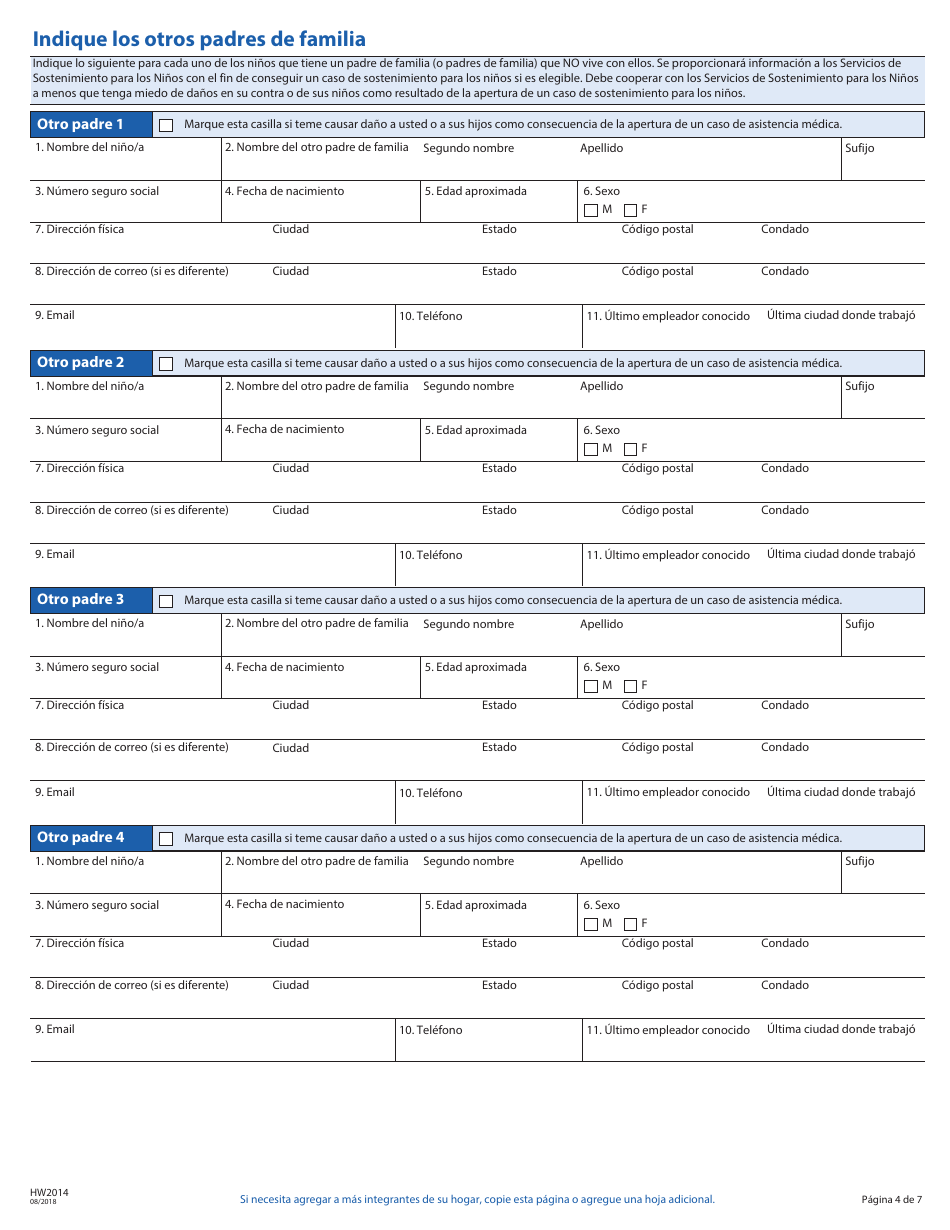 Formulario HW2014 Solicitud Para Asistencia De Cobertura De Salud - Idaho (Spanish), Page 5