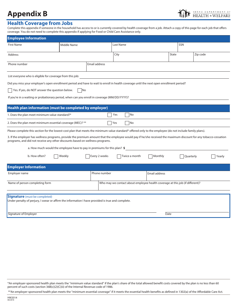 Form HW2014 Application for Health Coverage Assistance - Idaho, Page 10