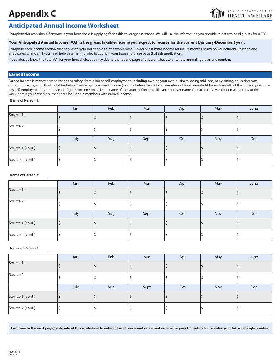 Form HW2014 Application for Health Coverage Assistance - Idaho, Page 11