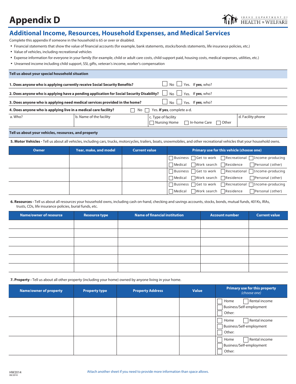 Form HW2014 Application for Health Coverage Assistance - Idaho, Page 13