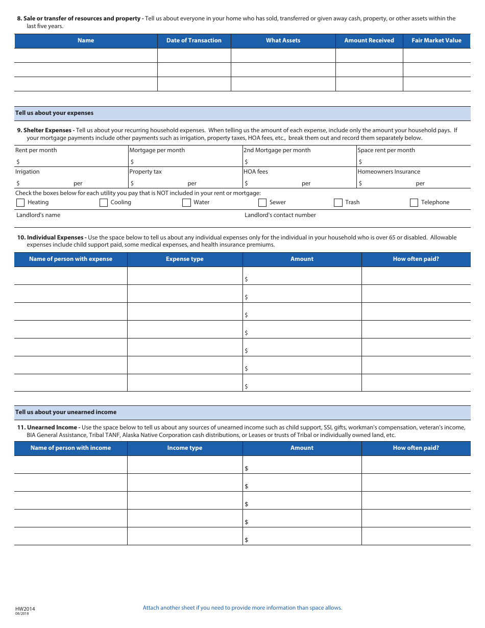 Form HW2014 Application for Health Coverage Assistance - Idaho, Page 14