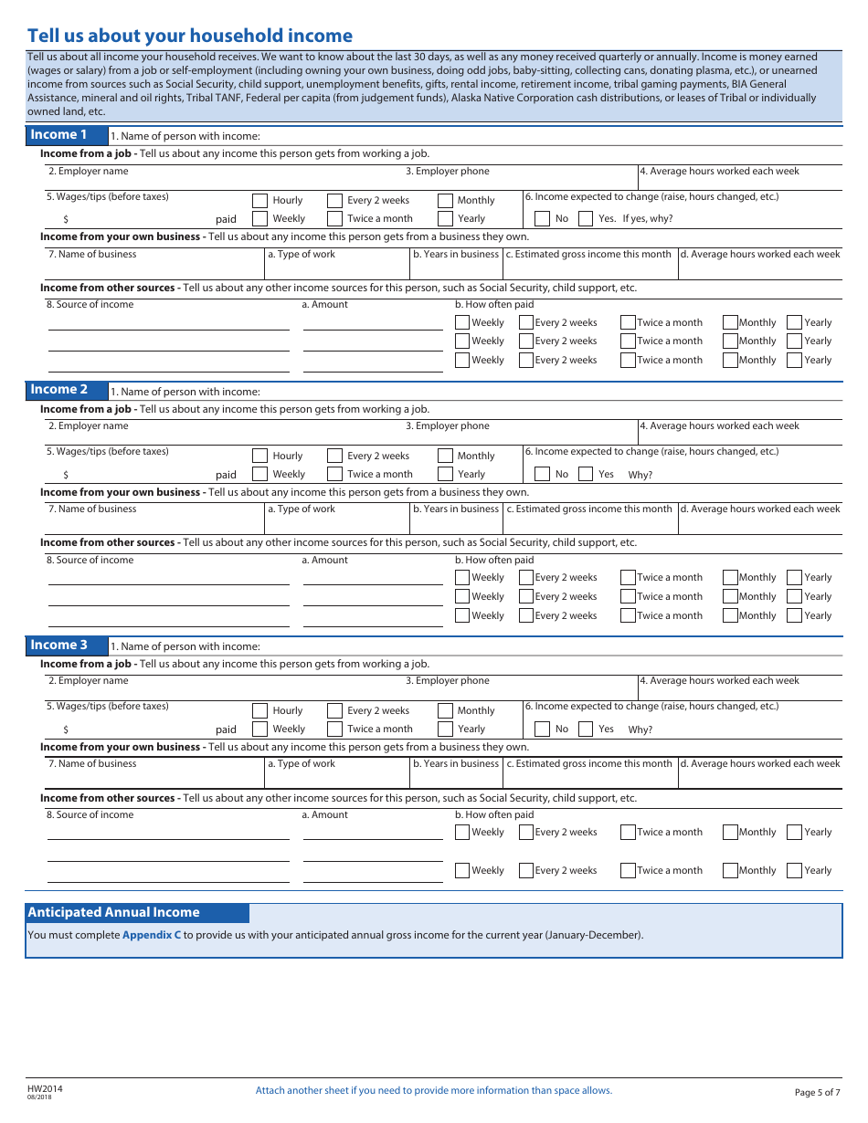 Form HW2014 Application for Health Coverage Assistance - Idaho, Page 6