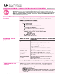 Formulario RE400SWEB &quot;Formulario De Re-evaluacion De Cuidados Para Ninos&quot; - Idaho (Spanish)