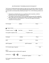 Document preview: DD Provider Training Waiver Request Form - Idaho