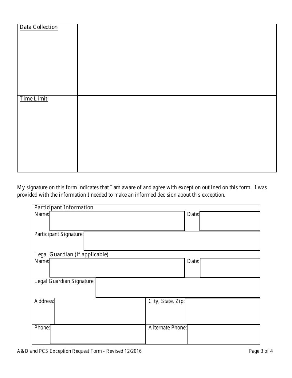Exception Request Form for Aged and Disabled Waiver and State Plan Personal Care Services Participants - Residential Assisted Living Facilities (Ralfs) or Certified Family Homes (Cfhs) - Idaho, Page 3