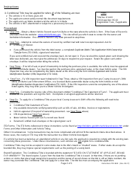 Form ITD3405 Conditional Title Statement of Facts - Idaho, Page 2