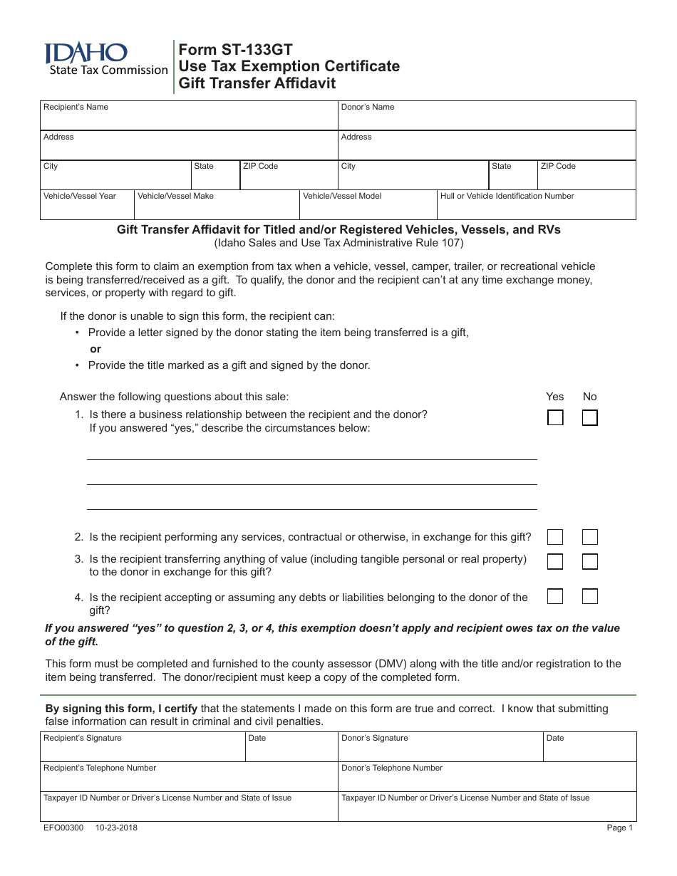 Form ST 133GT (EFO00300) Fill Out Sign Online and Download Fillable