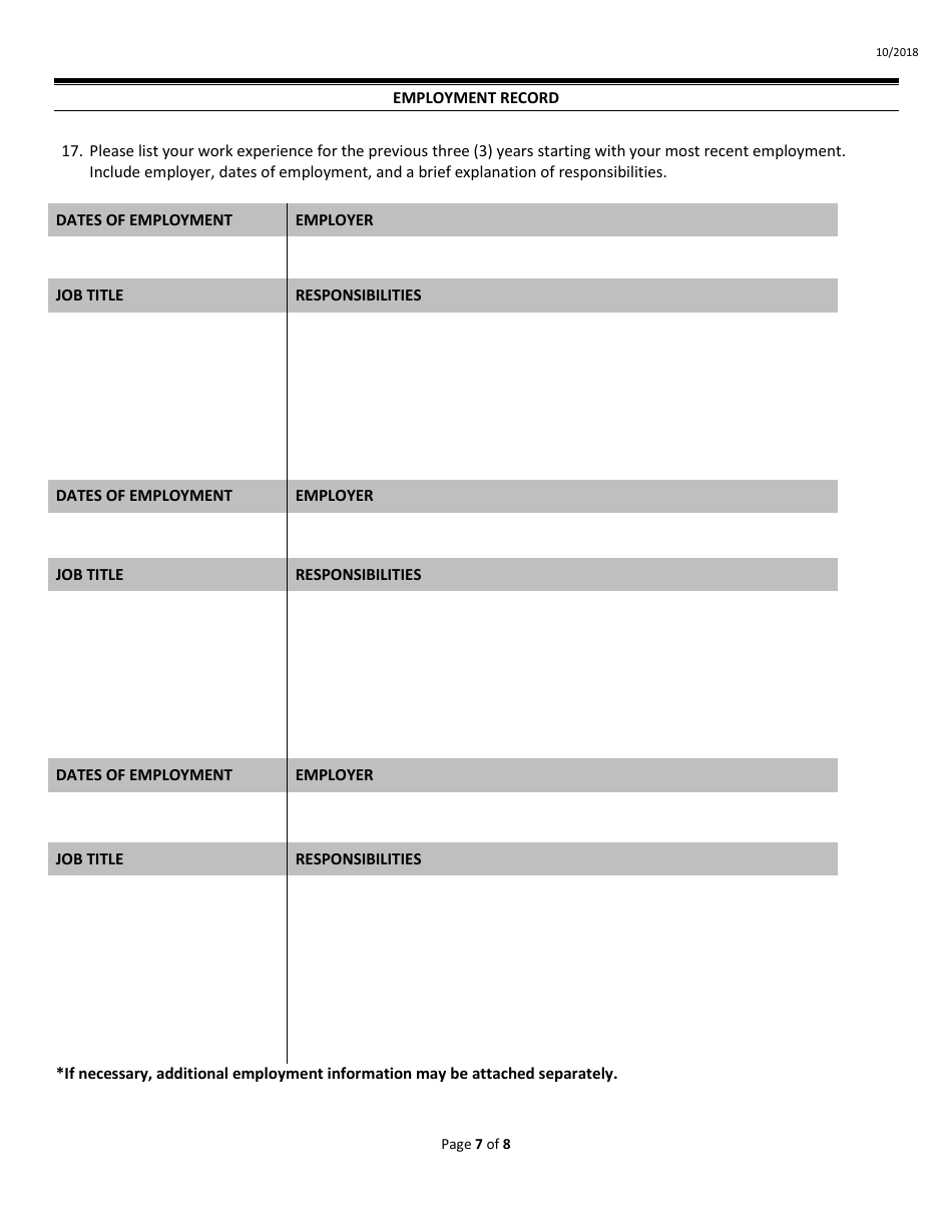 Skills Test Examiner Application Form - Idaho, Page 7