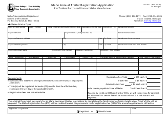 Document preview: Form ITD3942 Idaho Annual Trailer Registration Application - Idaho