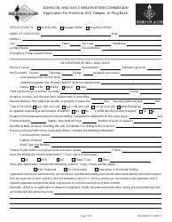 Document preview: Form IDLOGD001.01 Application for Permit to Drill, Deepen, or Plug Back - Idaho