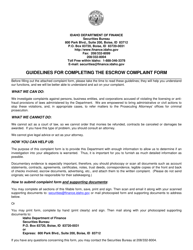 Escrow Complaint Form - Idaho