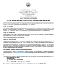 Securities Complaint Form - Idaho