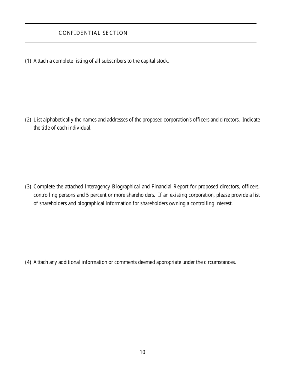 Application for Authority to Organize a Business and Industrial Development Corporation - Idaho, Page 10