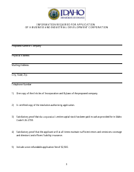 Application for Authority to Organize a Business and Industrial Development Corporation - Idaho, Page 3