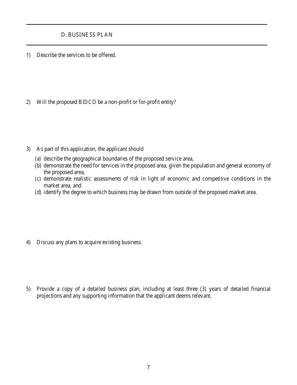 Application for Authority to Organize a Business and Industrial Development Corporation - Idaho, Page 7