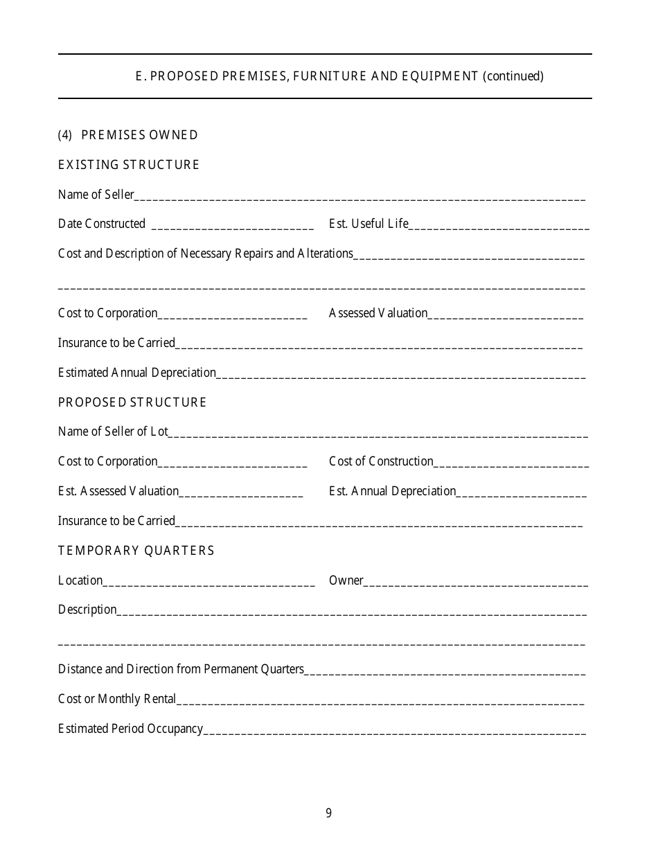 Application for Authority to Organize a Business and Industrial Development Corporation - Idaho, Page 9