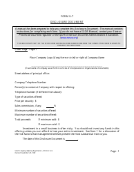 Form U-7 Small Company Offering Registration (Scor) Form - Idaho