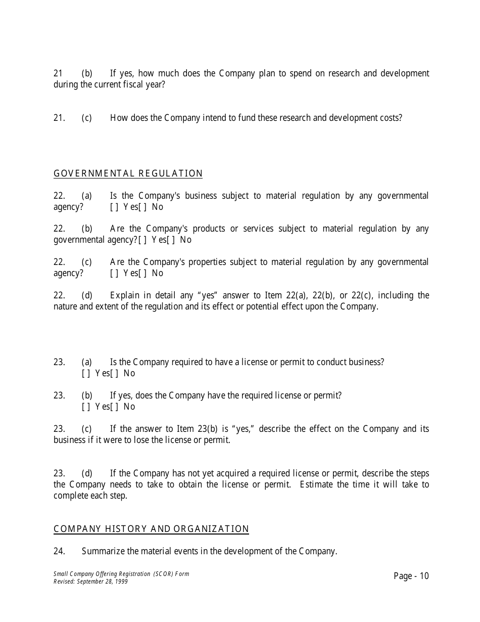 Form U-7 Small Company Offering Registration (Scor) Form - Idaho, Page 10