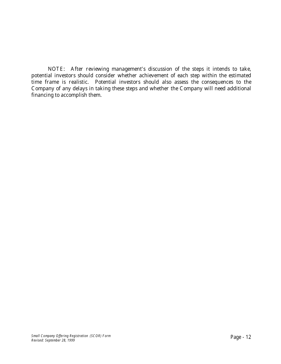Form U-7 Small Company Offering Registration (Scor) Form - Idaho, Page 12