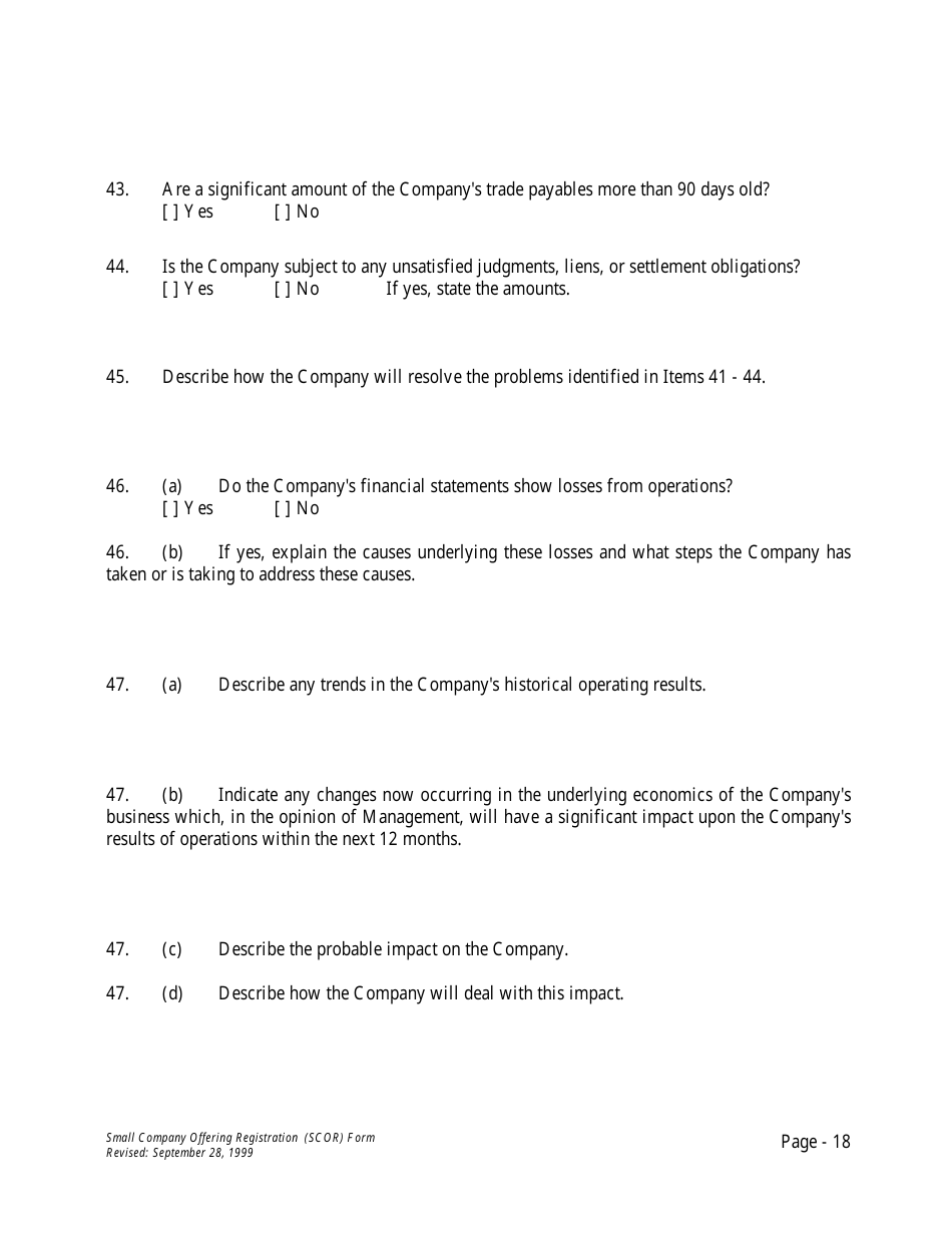 Form U-7 Small Company Offering Registration (Scor) Form - Idaho, Page 18