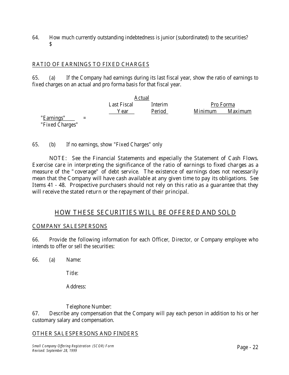 Form U-7 Small Company Offering Registration (Scor) Form - Idaho, Page 22