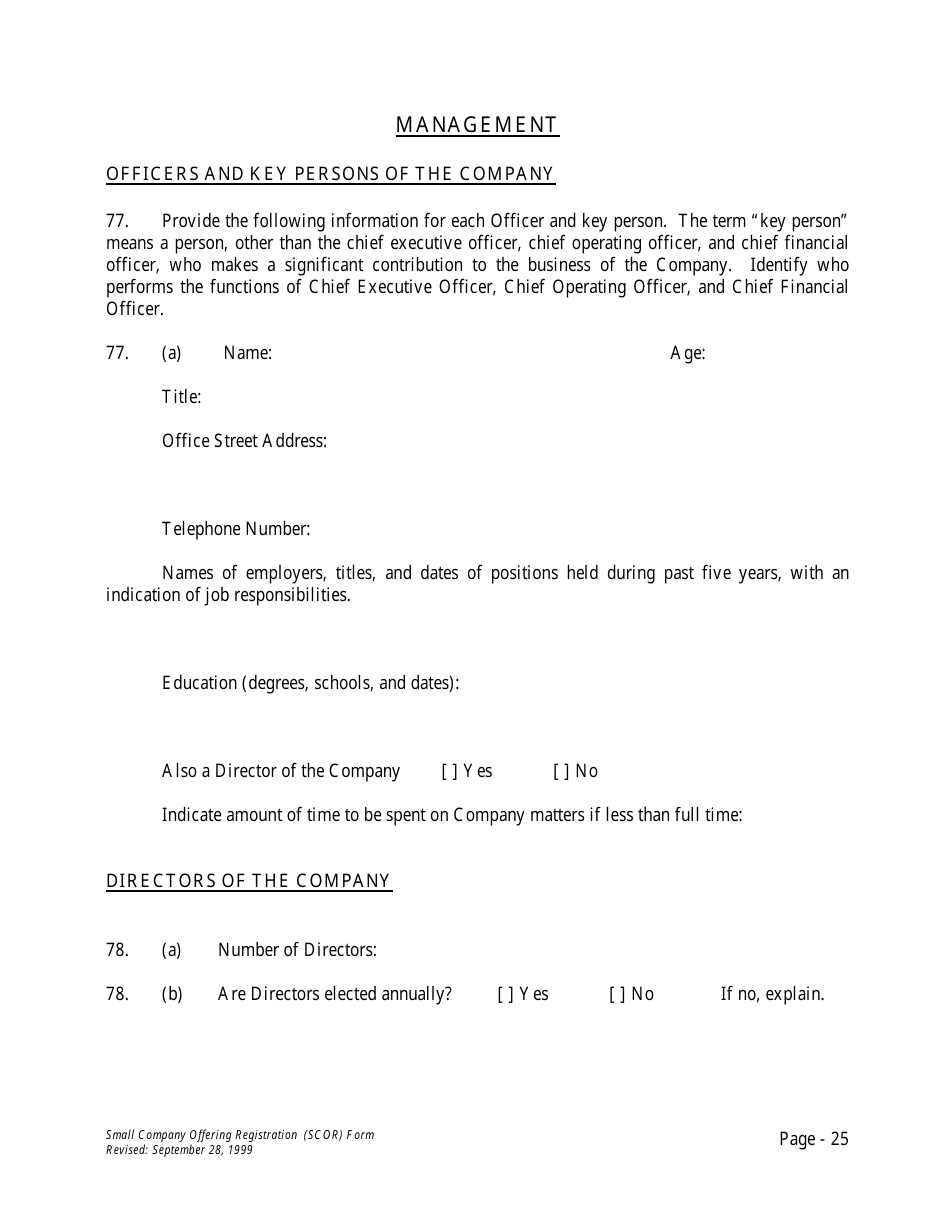 Form U-7 Small Company Offering Registration (Scor) Form - Idaho, Page 25