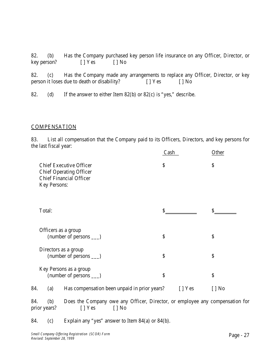 Form U-7 Small Company Offering Registration (Scor) Form - Idaho, Page 27