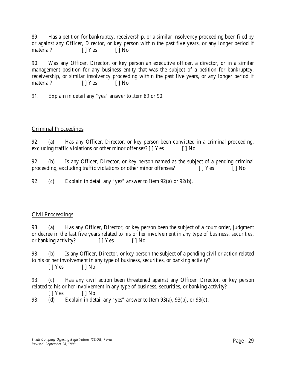 Form U-7 Small Company Offering Registration (Scor) Form - Idaho, Page 29