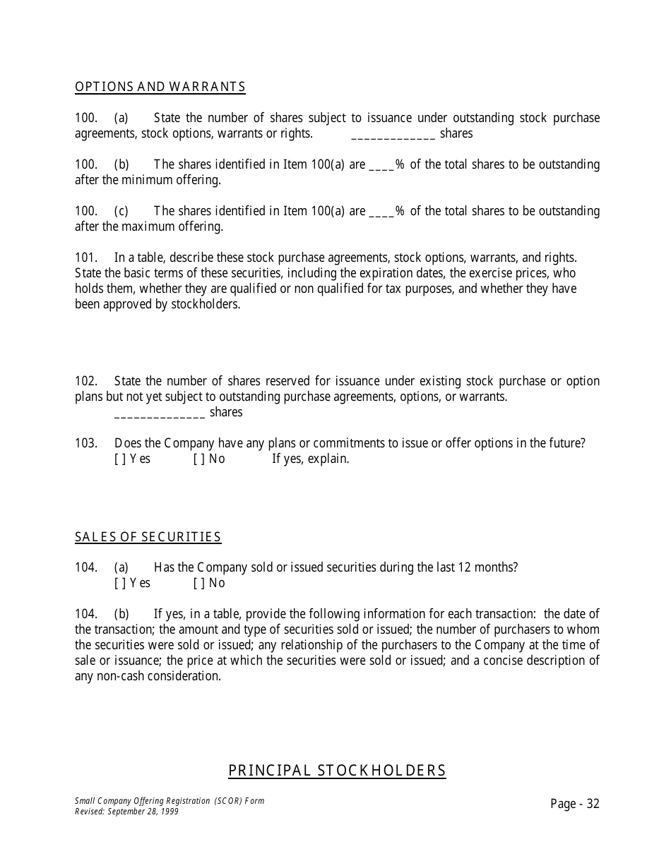 Form U-7 Small Company Offering Registration (Scor) Form - Idaho, Page 32
