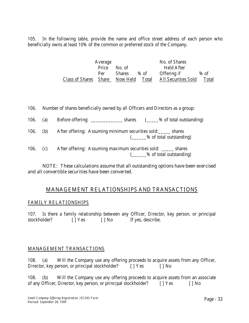 Form U-7 Small Company Offering Registration (Scor) Form - Idaho, Page 33