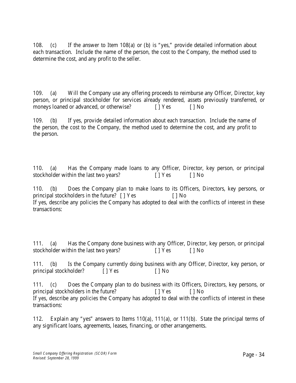 Form U-7 Small Company Offering Registration (Scor) Form - Idaho, Page 34