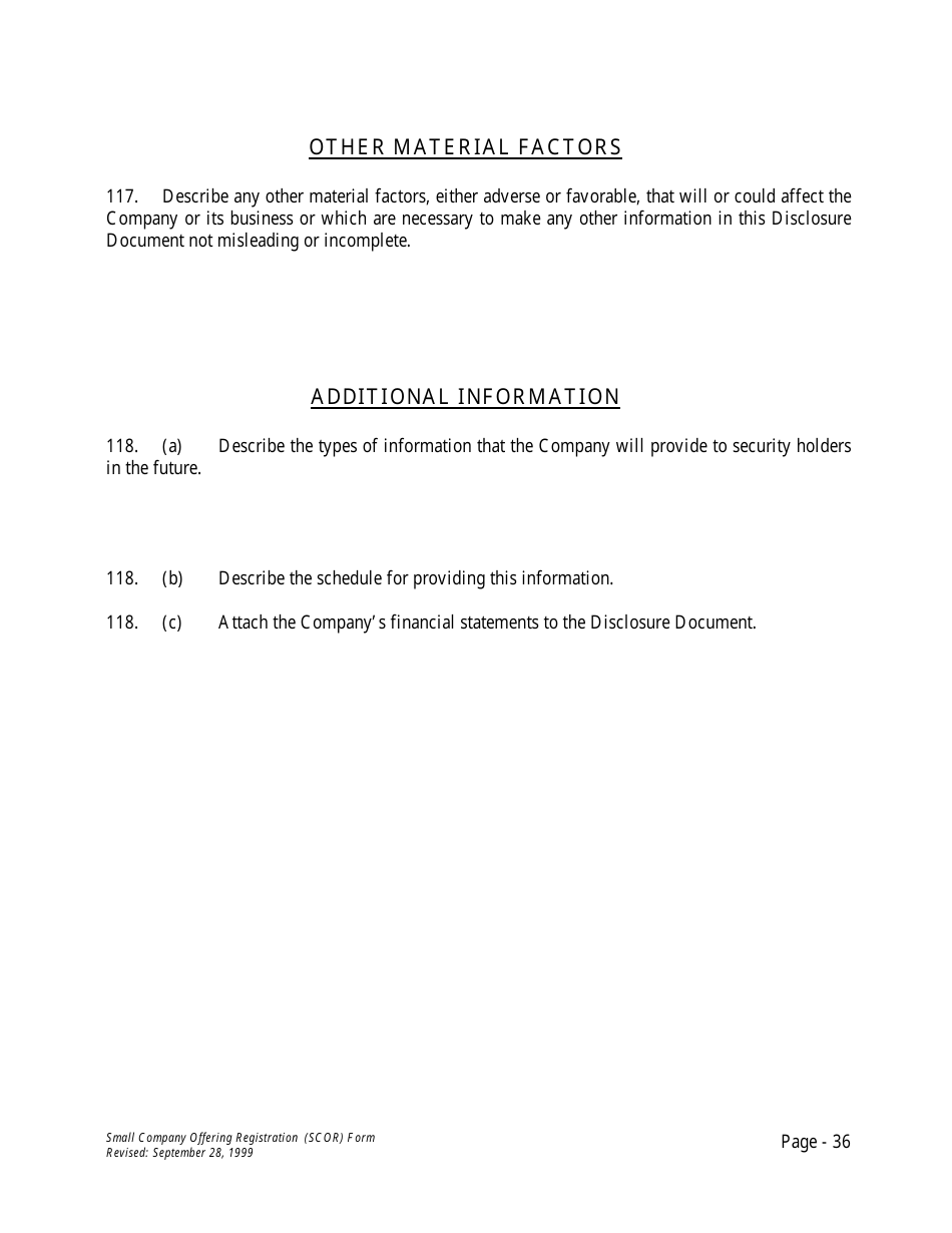 Form U-7 Small Company Offering Registration (Scor) Form - Idaho, Page 36