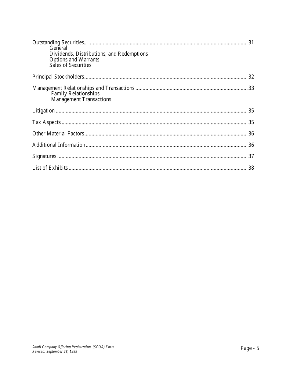 Form U-7 Small Company Offering Registration (Scor) Form - Idaho, Page 5