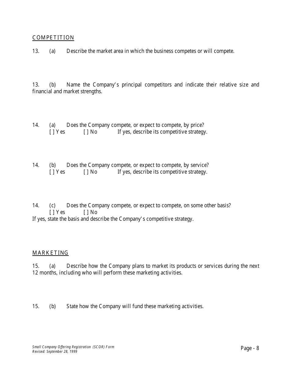 Form U-7 Small Company Offering Registration (Scor) Form - Idaho, Page 8