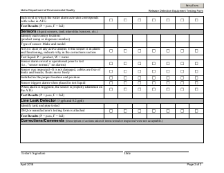 Release Detection Equipment Testing Form - Idaho, Page 2