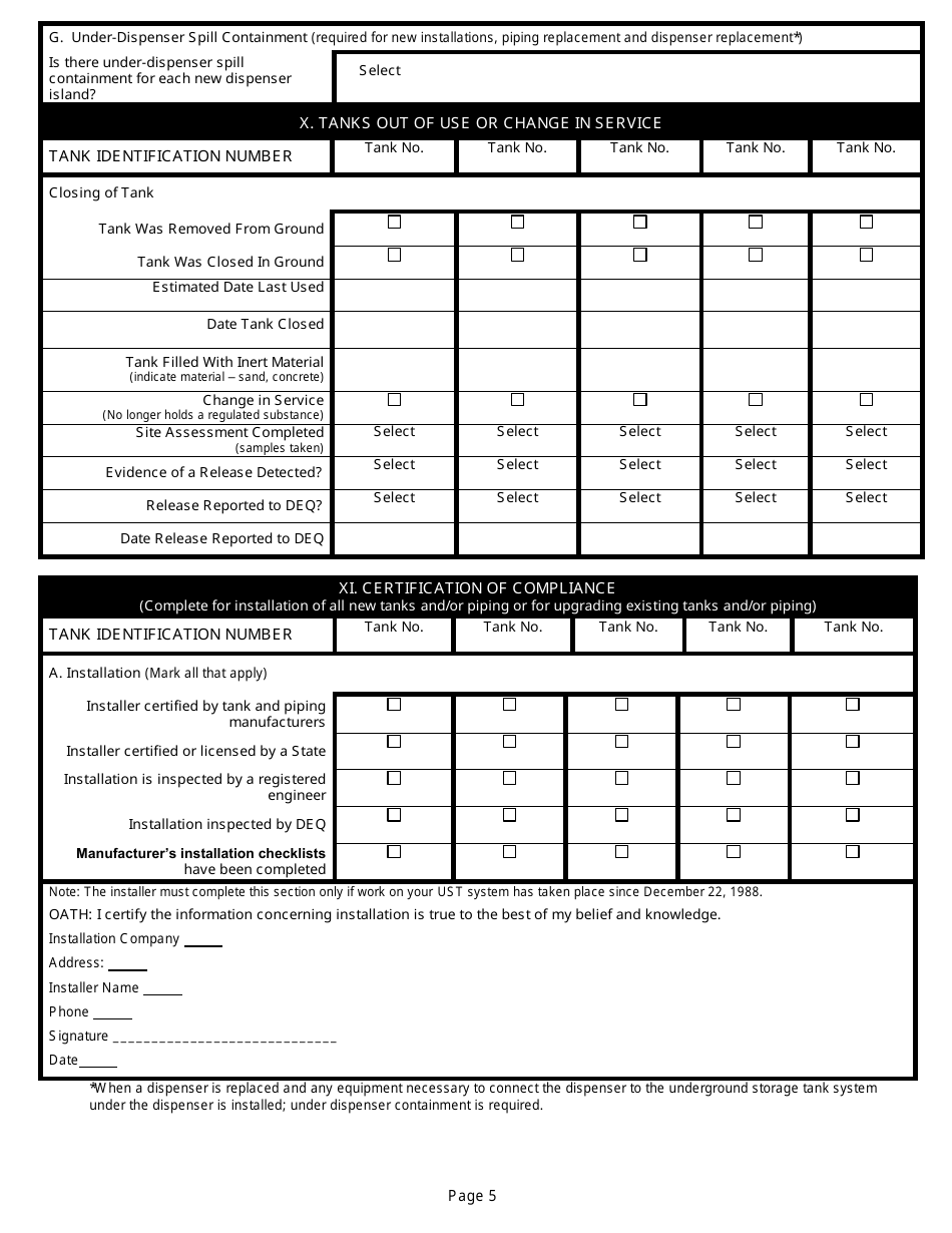 Notification for Underground Storage Tank Systems - Idaho, Page 5