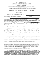 Warehouseman/ Seed Buyer Bond Form - Idaho