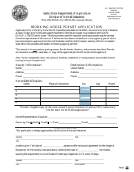 Document preview: Working Horse Permit Application Form - Idaho