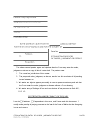 Form CAO FLPi6-1 Stipulation for Entry of Order, Judgment or Decree - Idaho