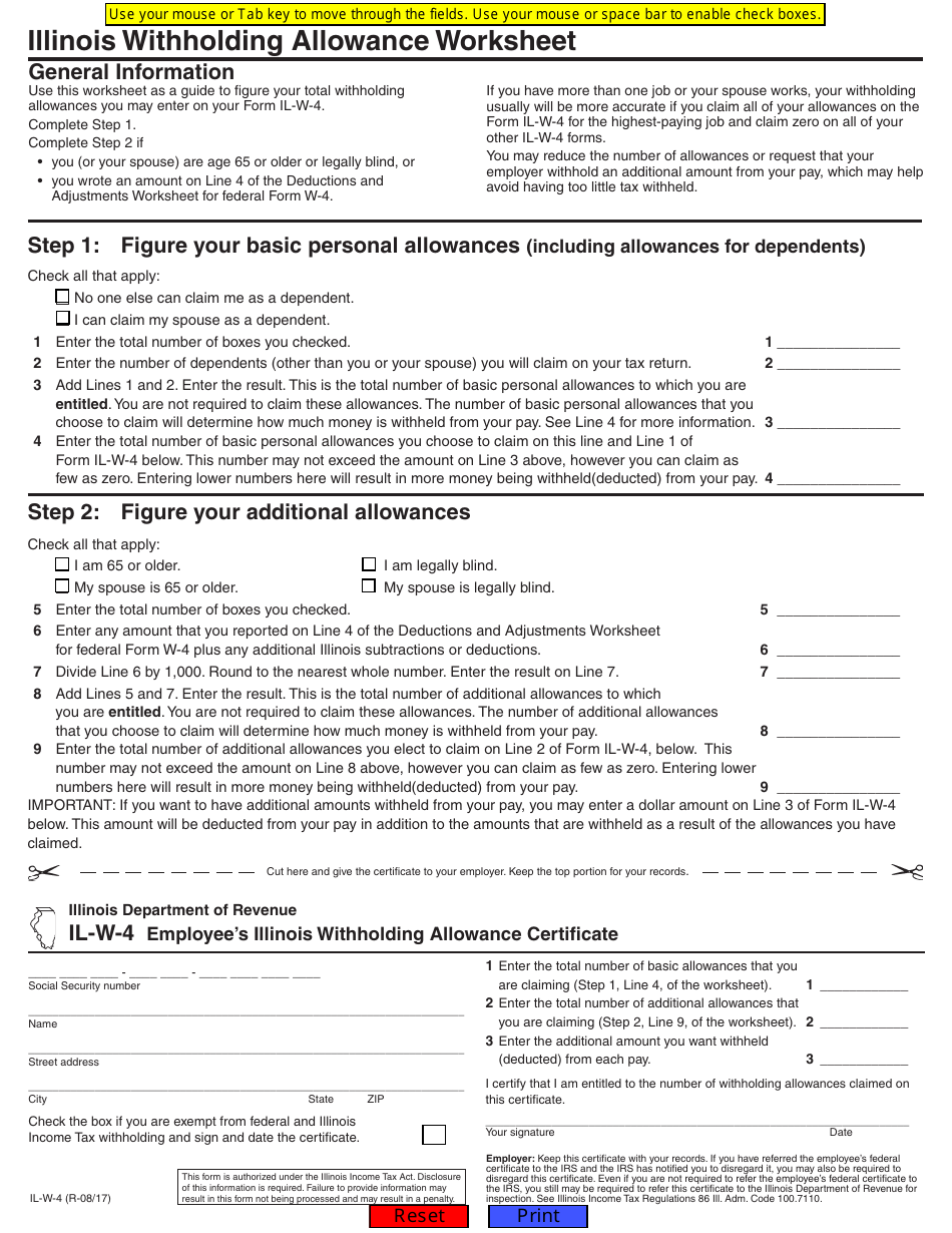 Form ILW4 Fill Out, Sign Online and Download Fillable PDF, Illinois