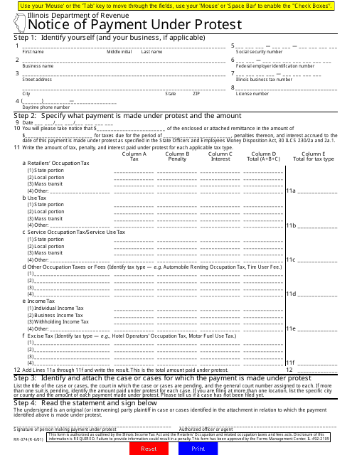 Form RR-374  Printable Pdf