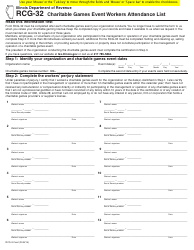 Form RCG-32 Charitable Games Event Workers Attendance List - Illinois